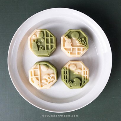 B46 พิมพ์ขนมเปี๊ยะ/ไหว้พระจันทร์ แปดเหลี่ยม 4 ลาย