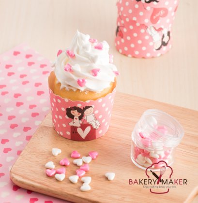 น้ำตาลตกแต่ง รูปหัวใจ คละสี ขาว-ชมพู