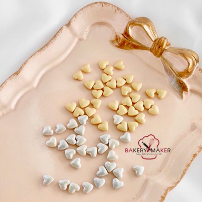 น้ำตาลตกแต่ง รูปหัวใจ 2 สี เงิน,ทอง