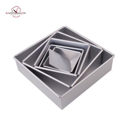 พิมพ์เค้กปอนด์ สี่เหลี่ยม ถอดก้น อลูมิเนียม 7 ขนาด