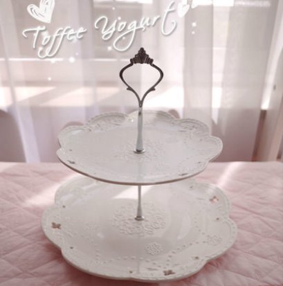 ชั้นวางเค้กเซรามิค 2 ชั้น