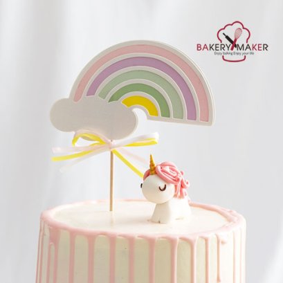 สายรุ้ง ป้ายกระดาษ ปักตกแต่งเค้ก 1 ชิ้น