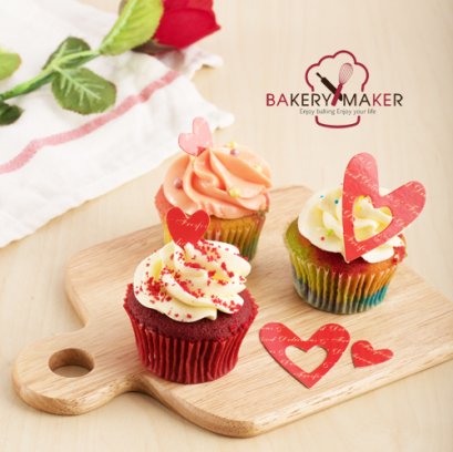 ป้ายกระดาษปักตกแต่งขนม รูปหัวใจ 20 แผ่น