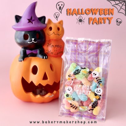 ถุงซีลใส หลังม่วง ฮาโลวีน Halloween Trick or Treat