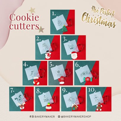 X&#039;mas พิมพ์กดคุ้กกี้ 1 ชิ้น พร้อมแผ่น stencil