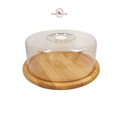 ถาดไม้สำหรับวางเค้ก พร้อมฝาครอบ