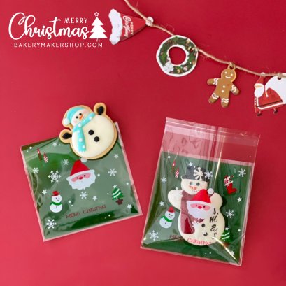 ถุงฝากาว หน้า Santa Claus เขียวมินิมอล (50 ใบ)