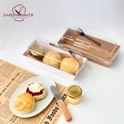 Snack box 7 x 17 ซม. กล่องฝาปิด พร้อมส้อม