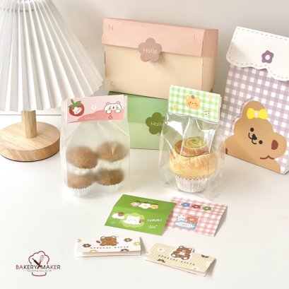 เซ็ทถุงขนมพร้อมป้าย ธีมน้องหมี คละแบบ 12 ชุด