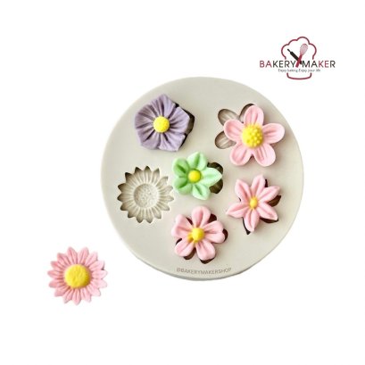 พิมพ์ฟองดองท์ รูปดอกไม้คละแบบ 6 ช่อง