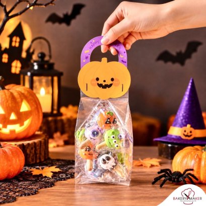 เซ็ทถุงพร้อมที่หิ้วลายฟักทองฮาโลวีน Halloween 10 ชุด