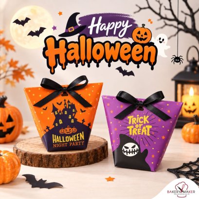 กล่องพร้อมริบบิ้น Trick or Treat คละ 2ลาย 10ใบ