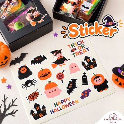 สติกเกอร์คละลายฮาโลวีน Halloween 3 แผ่น