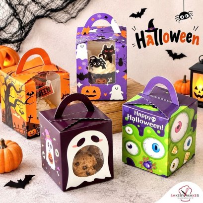 กล่องคัพเค้ก/ขนม คละลายฮาโลวีน Halloween 8 ใบ