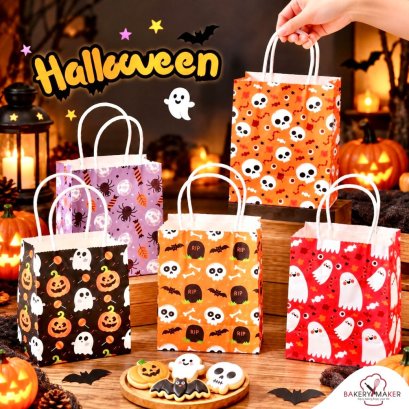 ถุงหิ้วกระดาษคละลาย Halloween 10 ใบ