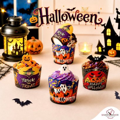 ถ้วยกระดาษคัพเค้ก Halloween คละลาย 50 ใบ