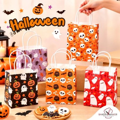 ถุงหิ้วกระดาษคละลาย Halloween 10 ใบ