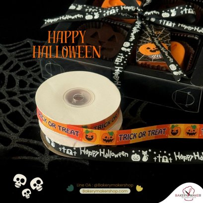 ริบบิ้นผ้าพิมพ์ลายฮาโลวีน Halloween 1 ม้วน