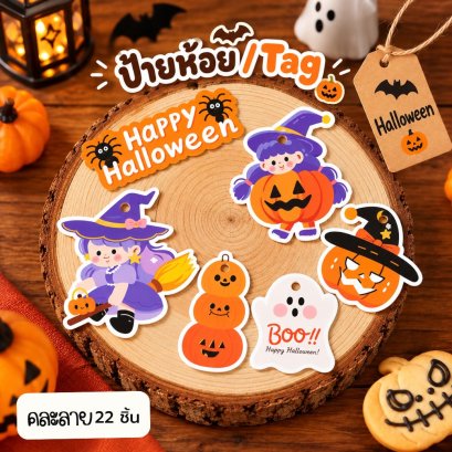 ป้ายห้อย/Tag คละลายฮาโลวีน Halloween 22 ชิ้น