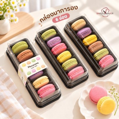 กล่องมาการอง 6ชิ้น พร้อมสติกเกอร์ 10ใบ