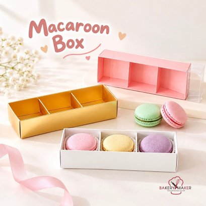 กล่องมาการอง 3 ช่อง ฝาเลื่อนใส ( 5ใบ)