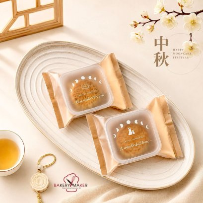 ถุงซีลขนมไหว้พระจันทร์ลายกระต่ายสีทอง 50 ใบ