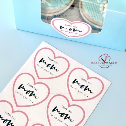 สติกเกอร์ หัวใจ Thank you Mom for all your love 24 ดวง