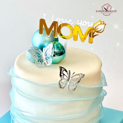 ป้ายปักตกแต่งเค้ก I LOVE YOU MOM #8