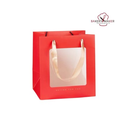 ถุงหิ้วกระดาษ สีแดง 5 ใบ