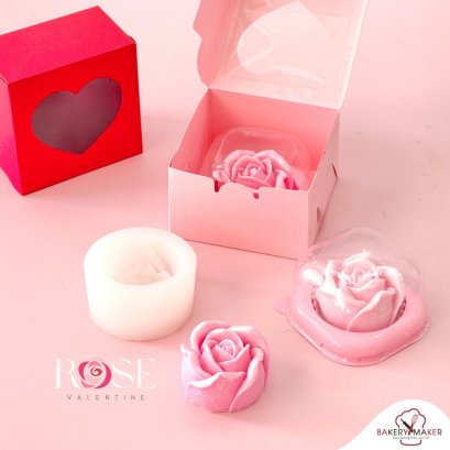 พิมพ์ซิลิโคนวุ้น/ช็อคโกแลต กุหลาบ 3D 1 ชิ้น / Rose Valentine