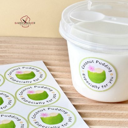 สติ๊กเกอร์ Coconut Pudding กลม 30 ดวง