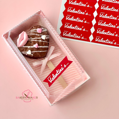 สติกเกอร์ Happy Valentine&#039;s day ป้ายทรงยาว 48 ดวง