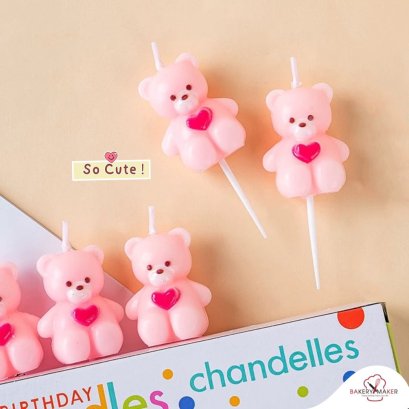 เทียนน้องหมีสีชมพู 5 ชิ่น