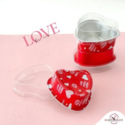 ถ้วยฟอยล์ทรงหัวใจพร้อมฝา20ใบ