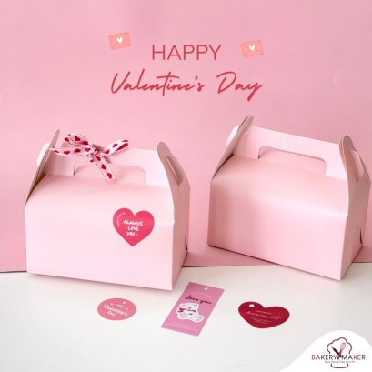 กล่องหูหิ้วสีชมพู  ไม่รวมโบว์/สติกเกอร์ 5 ใบ