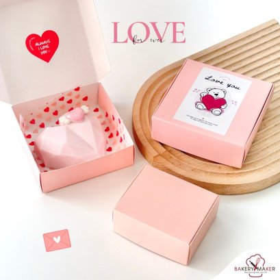 กล่องหูช้างสีชมพู 10 ใบ ไม่รวมสติกเกอร์ ตัวเลือกขนาด / วาเลนไทน์ Valentine