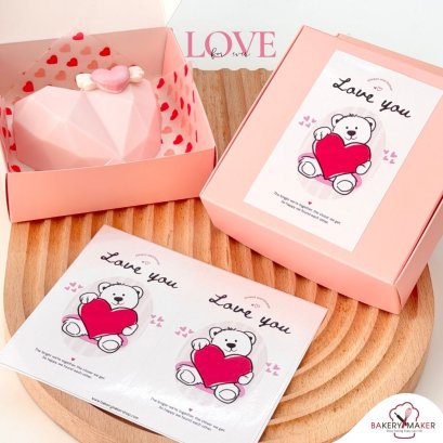 สติกเกอร์วาเลนไทน์ I Love You Bear 12 ดวง