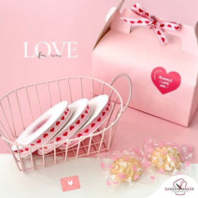 ริบบิ้นผ้าลายหัวใจ 1.2 ซม. 15 เมตร