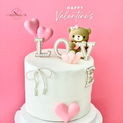 เซ็ทป้ายปัก Love Valentine ตรีมสีชมพู 1 ชุด