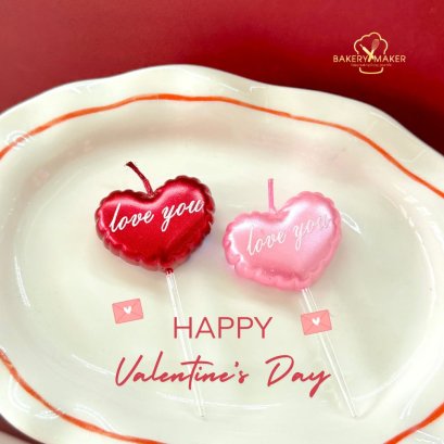 เทียนหัวใจ สีแดง 3 แท่ง (ไม่รวมถ้วยคัพเค้ก) Love Candle Valentine