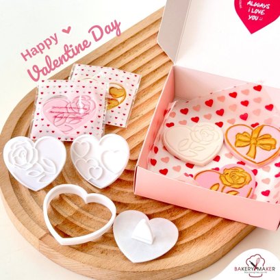 พิมพ์กดคุกกี้/ฟองทอง หัวใจ 3 ลาย วาเลนไทน์