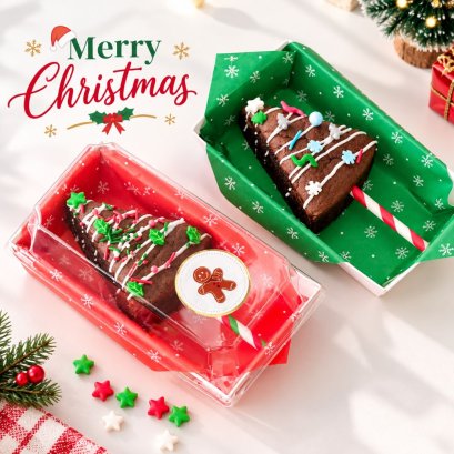 X'mas Wax paper Snowflake 20 แผ่น พื้นเขียว/แดง
