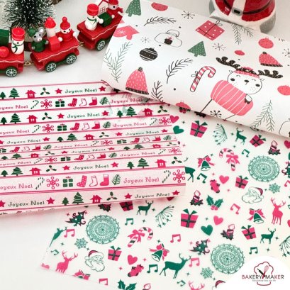 Christmas paper กระดาษรอง/ห่อขนม ธีมคริสต์มาส   20 แผ่น