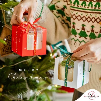 กล่องเค้ก/คุกกี้ พร้อมกระดาษรองเค้ก 10 ใบ ไม่รวมโบว์