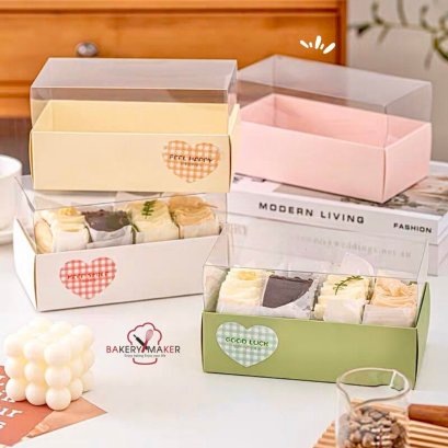 กล่องขนมฝาใส ทรงสูง ไม่รวมสติ๊กเกอร์ (5 ใบ )