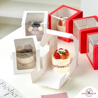 กล่องเค้ก/คุกกี้ พร้อมกระดาษรองเค้ก 10 ใบ ไม่รวมโบว์