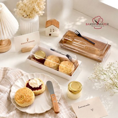 Snack box 7 x 17 ซม. กล่องฝาปิด พร้อมส้อม