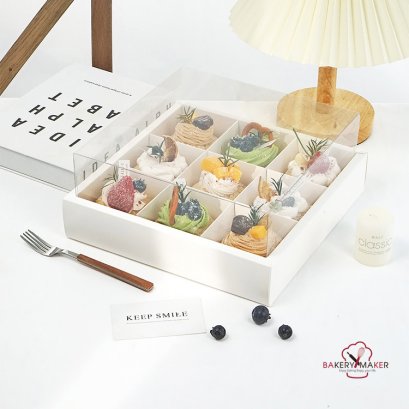 กล่องสีขาว / สีแดง 9 ช่อง ฝาใส 1 ใบ