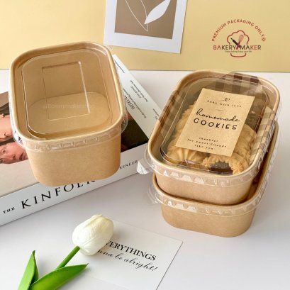 กระป๋องกระดาษ ผืนผ้าสีคราฟท์ ฝาพลาสติกใส 10 ใบ (ไม่รวมสติกเกอร์)