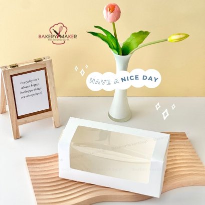 กล่องโรลเค้ก ขาว พร้อมฐานรอง 10 ใบ